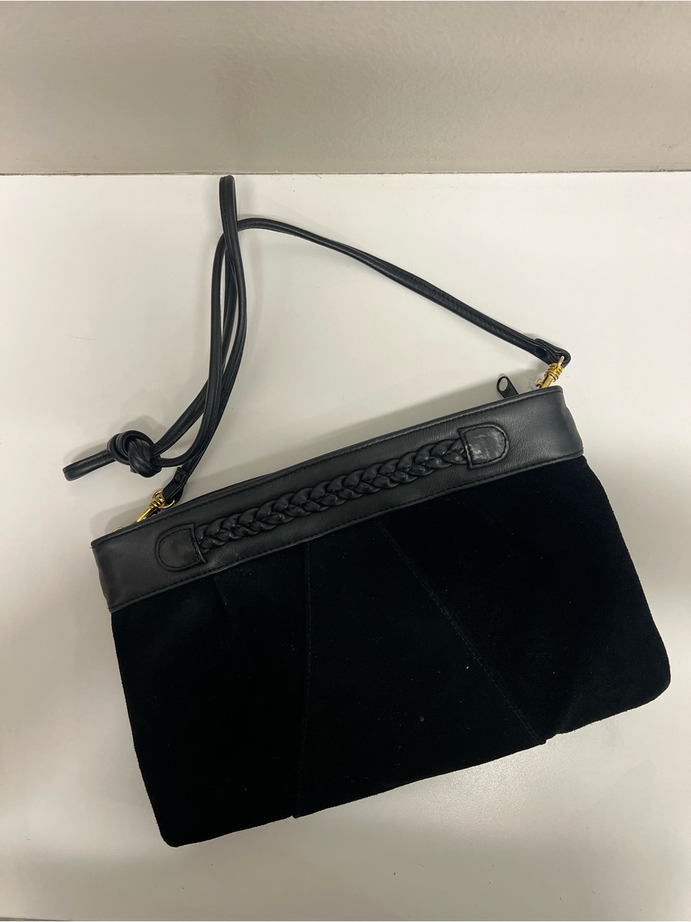 Amanda Smith Black Suede & Leather Crossbody Bag